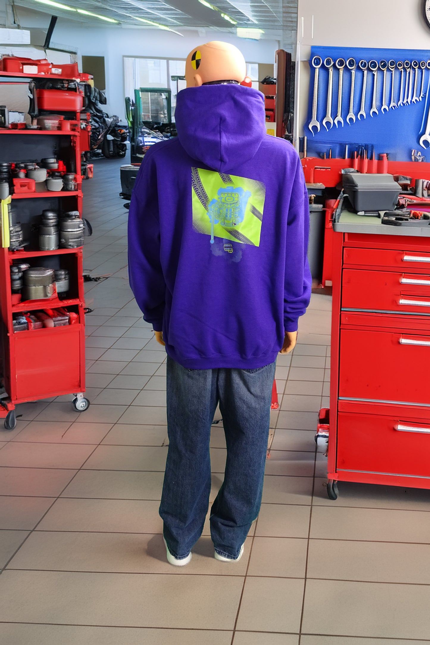 Greasy Knux Society Hoodie-Green, Blue & Purple "Compression Obsession" Design