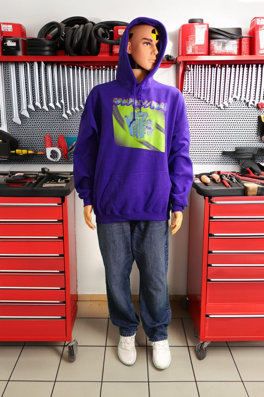 Greasy Knux Society Hoodie-Green, Blue & Purple "Compression Obsession" Design