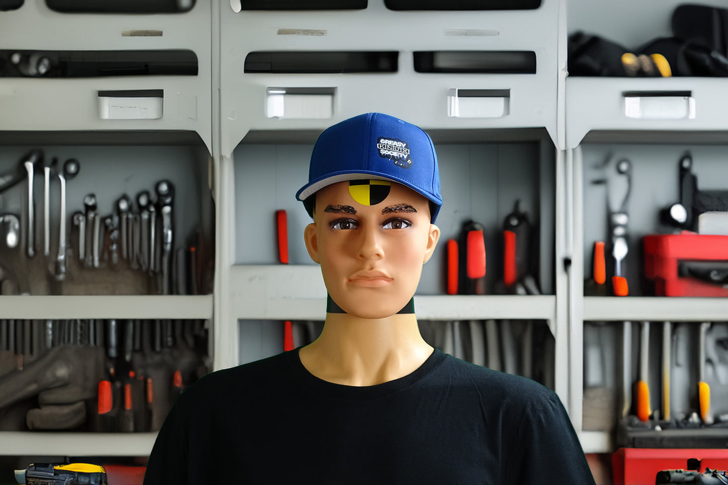 Greasy Knux Society Blue Flexfit Cap-Monochrome "Offset Logo" Design
