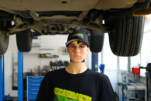 Greasy Knux Society Black Or White Flexfit Cap-Green, Orange, & Yellow "Logo Punch" Design
